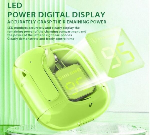 Écouteurs Bluetooth Intra-Auriculaires Ultra Pods – Réduction du Bruit & Design Translucide (Vert)