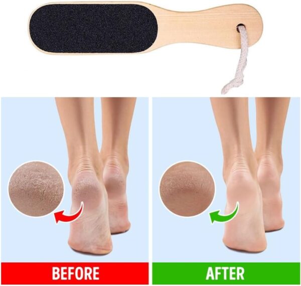 râpe à pieds brosse à deux faces en bois - Image 4