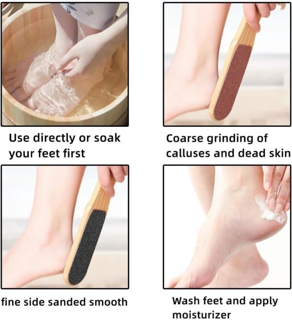 râpe à pieds brosse à deux faces en bois - Image 3
