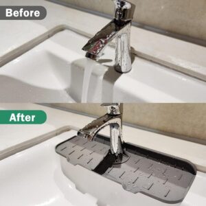 tapis de protection en silicone pour robinet – anti-éclaboussures pour évier de cuisine ou salle de bain (gris) :