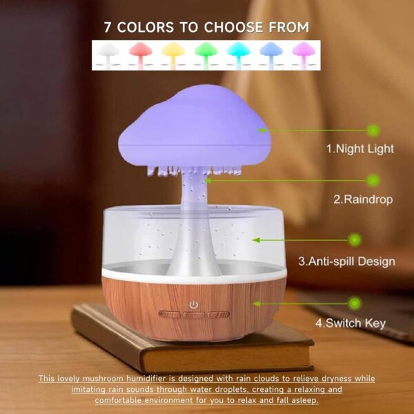 Humidificateur Nuage Pluie & Lumières LED – 500 ml | 2000 mAh - Image 3