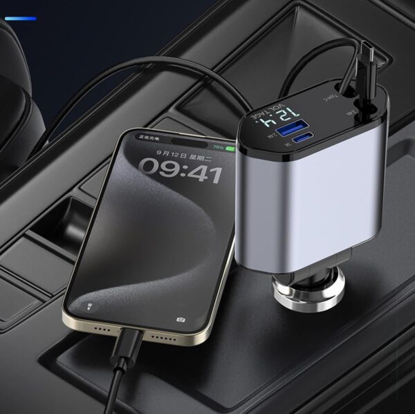 Chargeur de Voiture 4-en-1 avec Câble Rétractable - Image 5