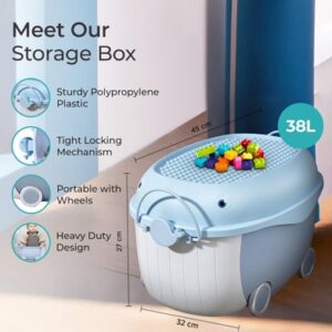 Boîte de Rangement pour Enfants – Grande Capacité avec Roulettes et Couvercle
