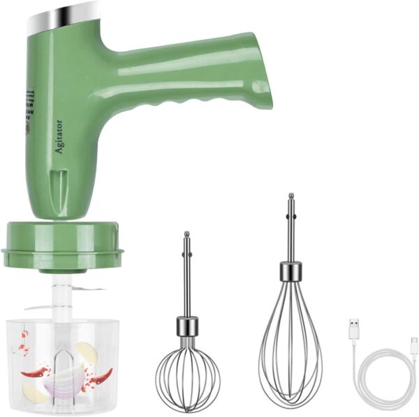 Mixeur Électrique 2 en 1 Lychee | 5 Vitesses + Mini Robot Culinaire | Rechargeable USB – Vert - Image 6