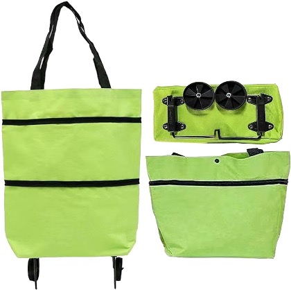 Sac de Courses Pliable à Roulettes – 2 en 1, Léger & Réutilisable, en Tissu Oxford, Charge Max. 12,5 kg - Image 5