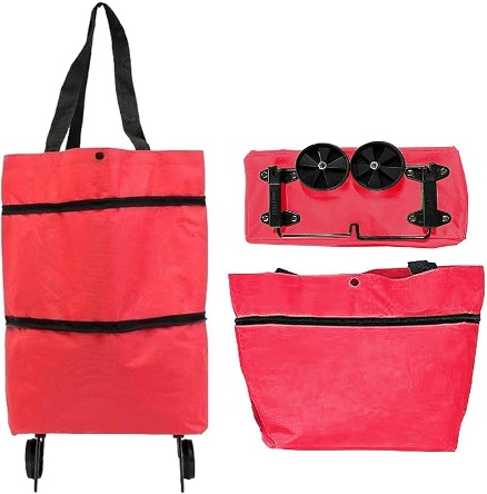 Sac de Courses Pliable à Roulettes – 2 en 1, Léger & Réutilisable, en Tissu Oxford, Charge Max. 12,5 kg - Image 7