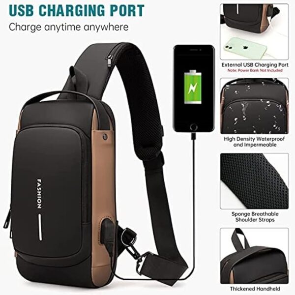 sac à bandoulière antivol étanche avec chargeur USB