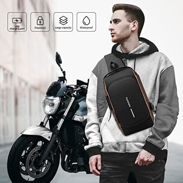 sac à bandoulière antivol étanche avec chargeur USB - Image 3