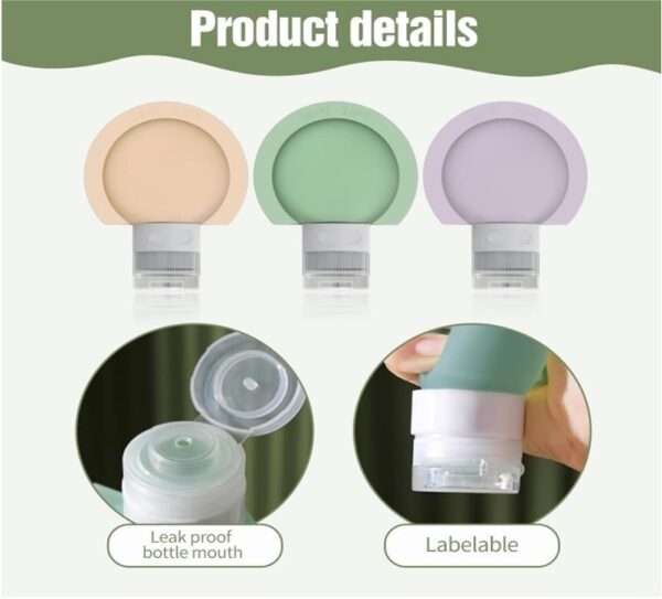 Medylaiy Flacons de Voyage en Silicone, TSA Approuvés 2oz (60 ml) - Image 2