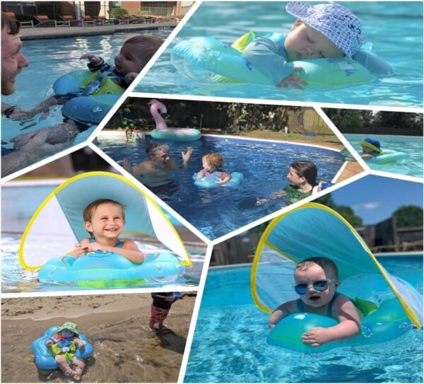 Bouée de Piscine Gonflable pour Bébé avec Auvent - Image 4