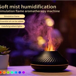 Diffuseur d’Arômes à Effet Flamme – Humidificateur Rechargeable 3 en 1 avec Lumière 7 Couleurs