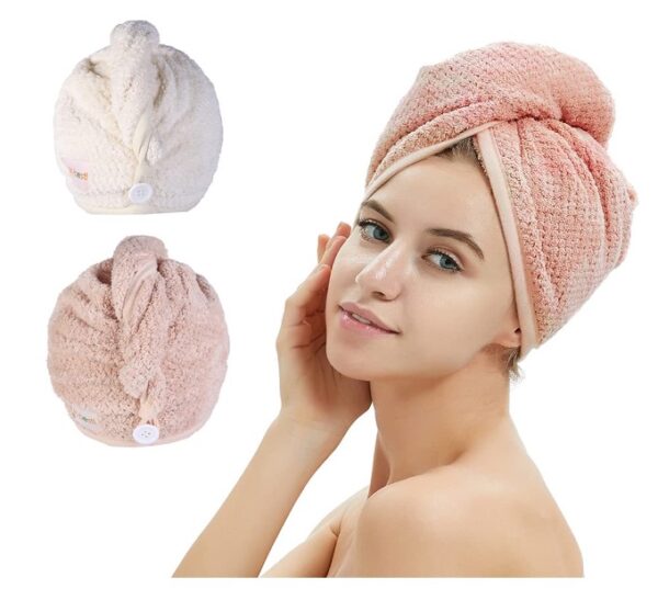 Serviette Turban en Microfibre – Lot de 2 Bonnets de Séchage pour Cheveux Bouclés ou Raides