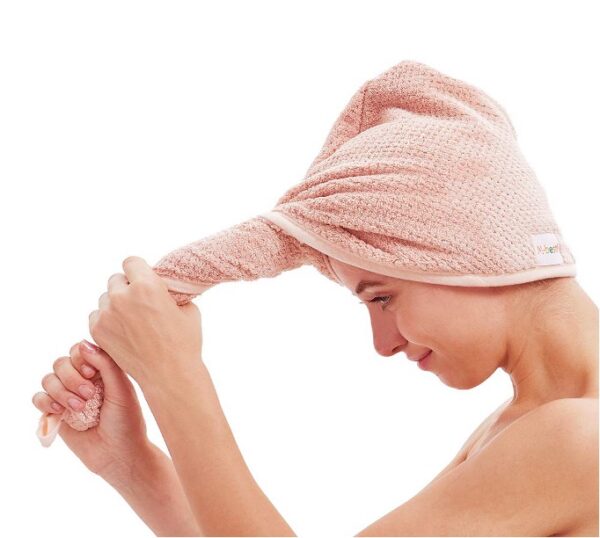Serviette Turban en Microfibre – Lot de 2 Bonnets de Séchage pour Cheveux Bouclés ou Raides - Image 5